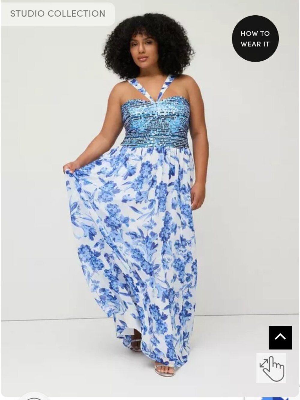 TORRID Blue Sequin Floral Gown